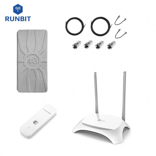 Комплект для интернета 4G/3G роутер TP-Link TL-WR842N + модем Huawei E3372 + антенна RunBit Spider