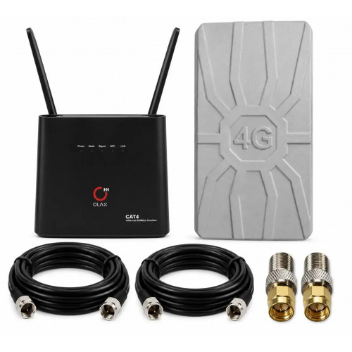 4G комплект OLAX AX9 Pro з АКБ і антеною RunBit Spider, кабелі 2×10 м
