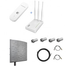 Комплект для 4G LTE/ 3G интернета (роутер + модем + антенна + кабель + переходники)
